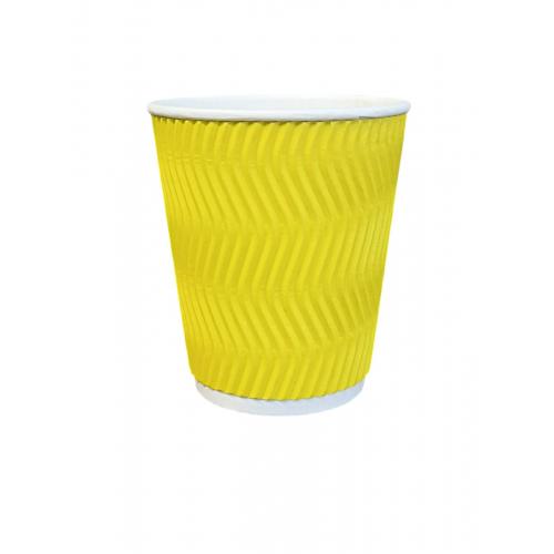 Стакан бумажный гофрований Жёлтый 300 мл (20)
