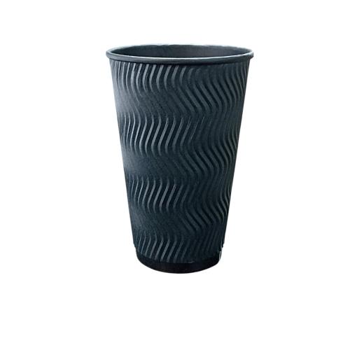 Стакан бумажный гофрированный U 500 мл Double Black (20)