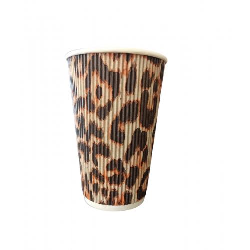 Стакан бумажный гофрированый Леопард 500 мл (25)