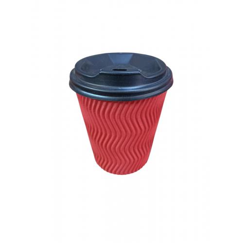 Стакан бумажный гофрированный Красный 340 мл (20)