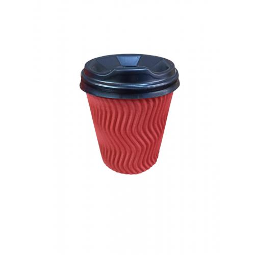 Стакан бумажный гофрированный Красный 250 мл (20)