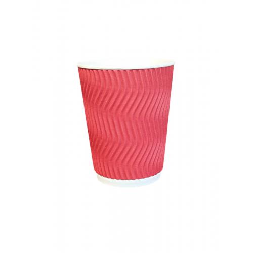 Стакан бумажный гофрированный Красный 250 мл (20)