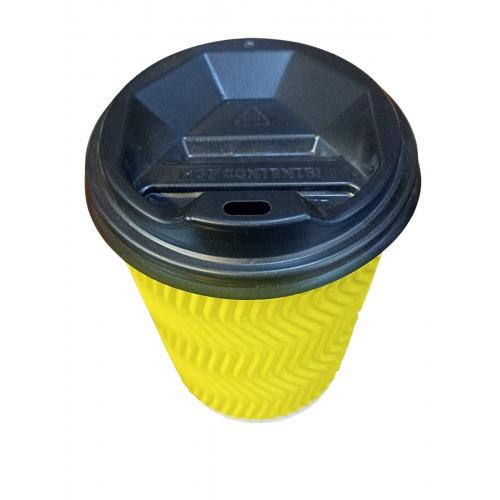 Стакан бумажный гофрированный 400 мл Жёлтый (15)