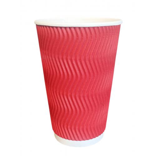 Стакан бумажный гофраванный Красный 500 мл (15)