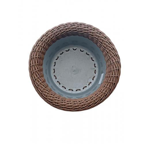 Кашпо из ротанга для цветов 15 л выпуклое Тёмное дерево