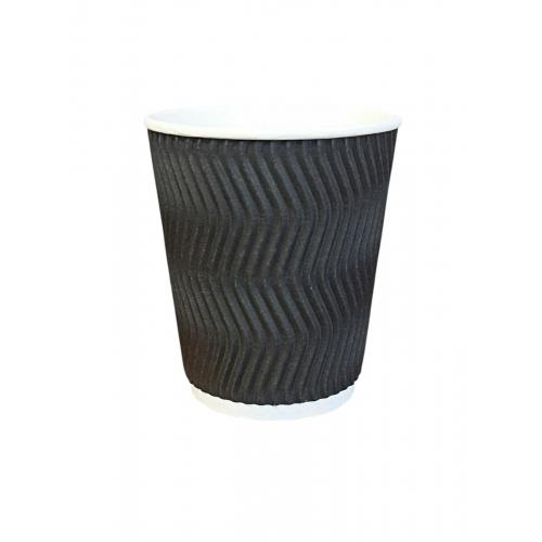 Стакан бумажный гофрированный Чёрный 300 мл (20)