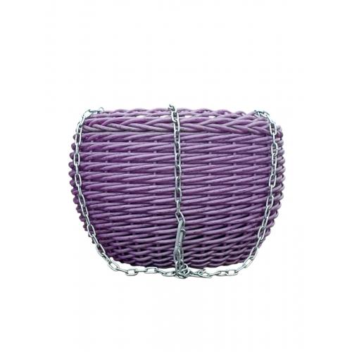 Кашпо из ротанга для цветов 12 л выпуклое с цепком и карабином Сирень