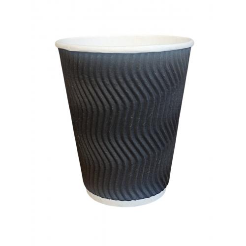 Стакан бумажный гофрированный Чёрний 400 мл (15)