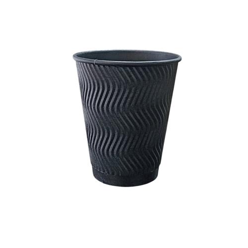 Стакан бумажный гофрированный U 400 мл Double Black (25)