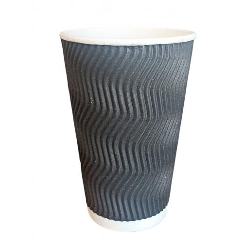Стакан бумажный гофрированный Чёрный 500 мл (15)