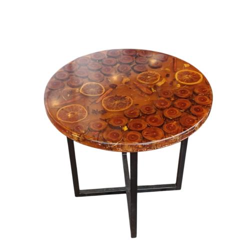 Столик журнальный из эпоксидной смолы с подсветкой D-500. H-450