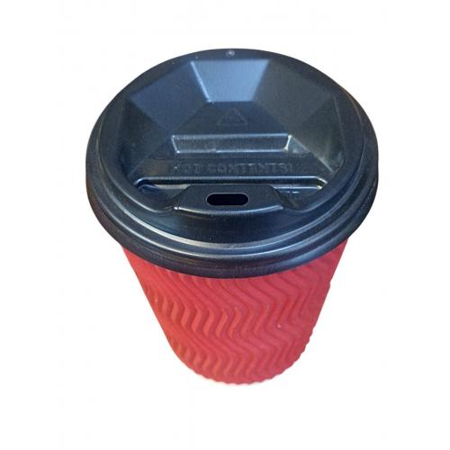 Стакан бумажный гофраванный Красный 500 мл (15)