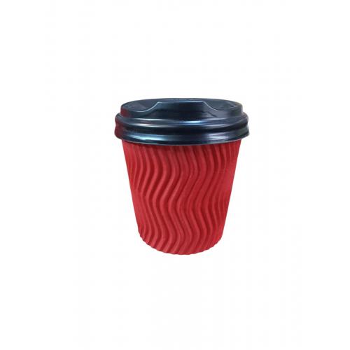 Стакан бумажный гофрированный Красный 300 мл (20)