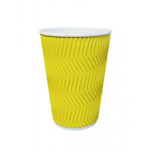 Стакан бумажный гофрированный Жёлтый 340 мл (20)