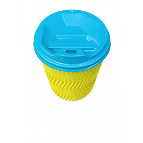 Стакан бумажный гофрований Жёлтый 300 мл (20)