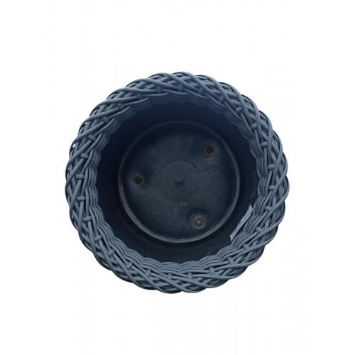 Кашпо из ротанга для цветов 12 л высокое двойное Графит