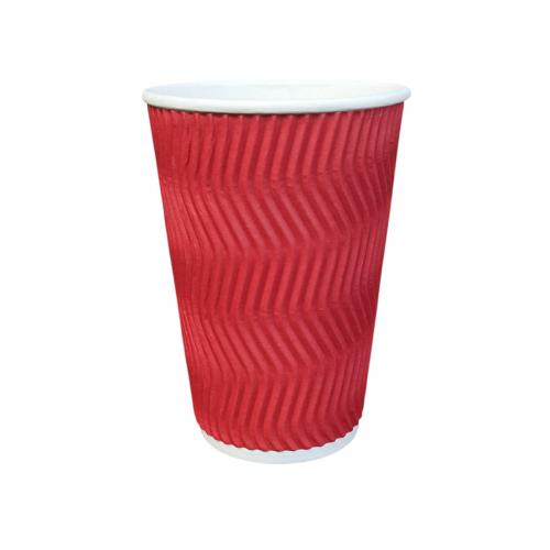 Стакан бумажный гофрированный Красный 340 мл (20)