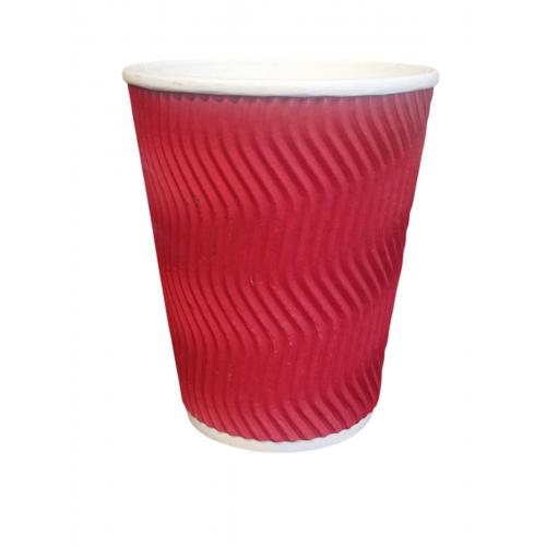 Стакан бумажный гофрированный Красный 400 мл (15)