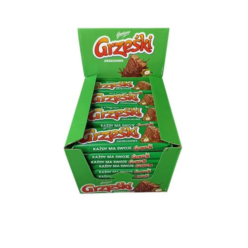 Вафлі Grzeski  молочний шок. горіх 36 г зелені