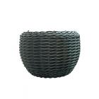 Кашпо из ротанга для цветов 12 л выпуклое с цепком и карабином Графит