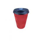 Стакан бумажный гофраванный Красный 500 мл (15)